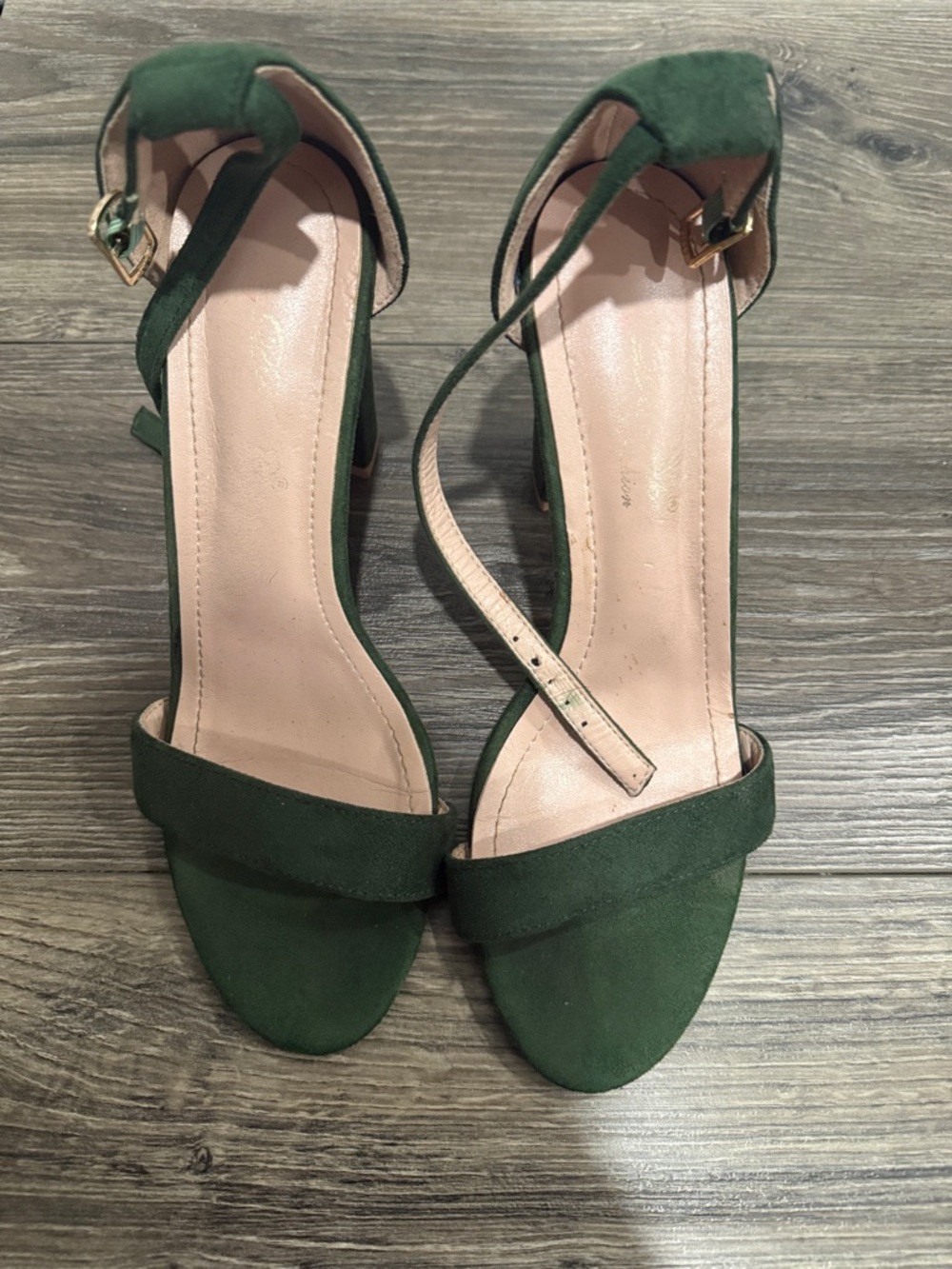 Green Women’s Ankle-Strap Suede Heels